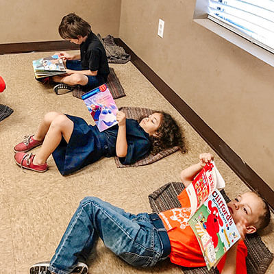 Broach School Orange Park Students Reading on the Floor