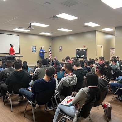 student assembly at Broach School Orange Park